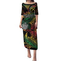 Vanuatu Indipendens Dei Puletasi Mix Traditional Sand Drawing LT7 Long Dress Colorful - Polynesian Pride