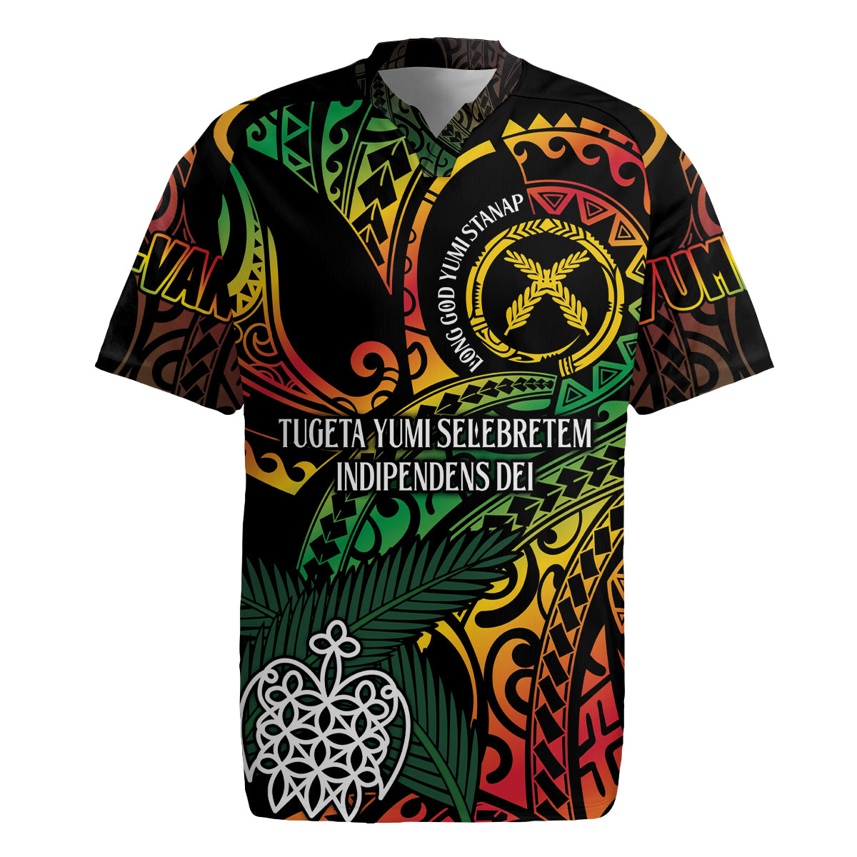 Vanuatu Indipendens Dei Rugby Jersey Mix Traditional Sand Drawing LT7 Colorful - Polynesian Pride