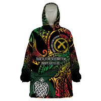 Vanuatu Indipendens Dei Wearable Blanket Hoodie Mix Traditional Sand Drawing LT7 One Size Colorful - Polynesian Pride