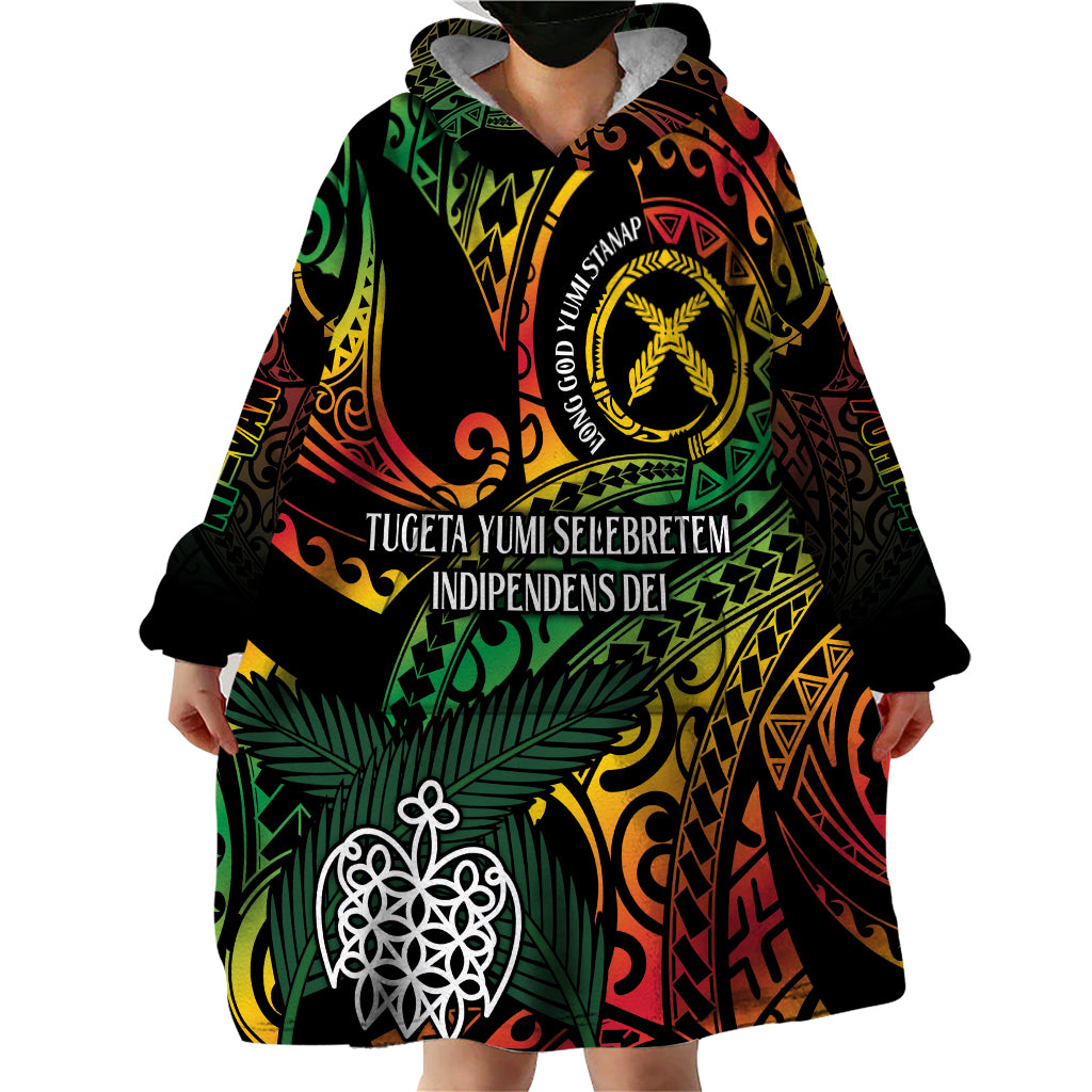 Vanuatu Indipendens Dei Wearable Blanket Hoodie Mix Traditional Sand Drawing LT7 - Polynesian Pride