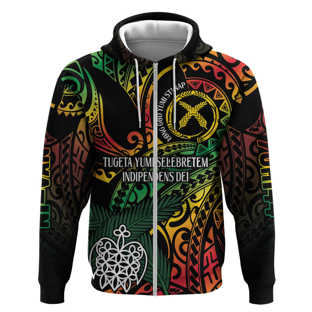 Vanuatu Indipendens Dei Zip Hoodie Mix Traditional Sand Drawing LT7 Zip Hoodie Colorful - Polynesian Pride