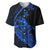 Personalised Guam Baseball Jersey Tribal Turtles Curves Style - Blue LT7 Blue - Polynesian Pride