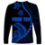 Personalised Guam Long Sleeve Shirt Tribal Turtles Curves Style - Blue LT7 - Polynesian Pride