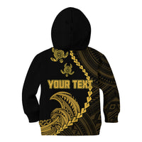 Personalised Guam Kid Hoodie Tribal Turtles Curves Style - Gold LT7 - Polynesian Pride