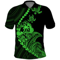Custom Guam Polo Shirt Tribal Turtles Curves Style Green LT7 Green - Polynesian Pride