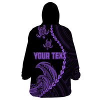 Personalised Guam Wearable Blanket Hoodie Tribal Turtles Curves Style - Purple LT7 - Polynesian Pride