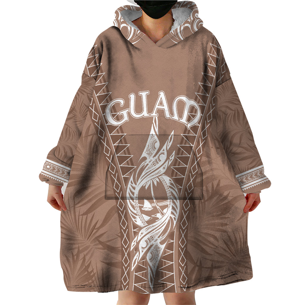 Personalised Guam Wearable Blanket Hoodie Chamoro Latte Stone Mix Tropical - Brown LT7 - Polynesian Pride