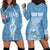 Personalised Guam Hoodie Dress Chamoro Latte Stone Mix Tropical - Blue LT7 - Polynesian Pride