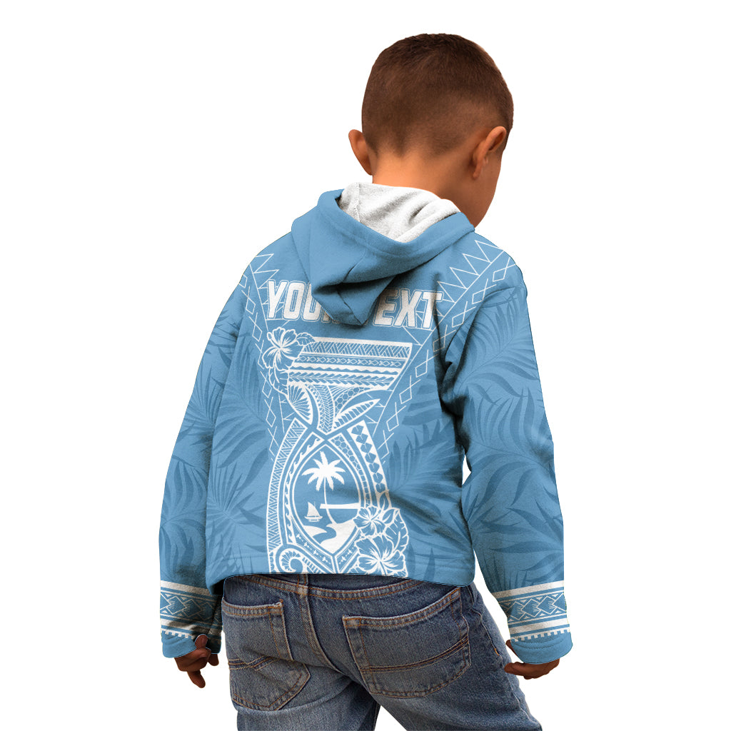 Personalised Guam Kid Hoodie Chamoro Latte Stone Mix Tropical - Blue LT7 - Polynesian Pride
