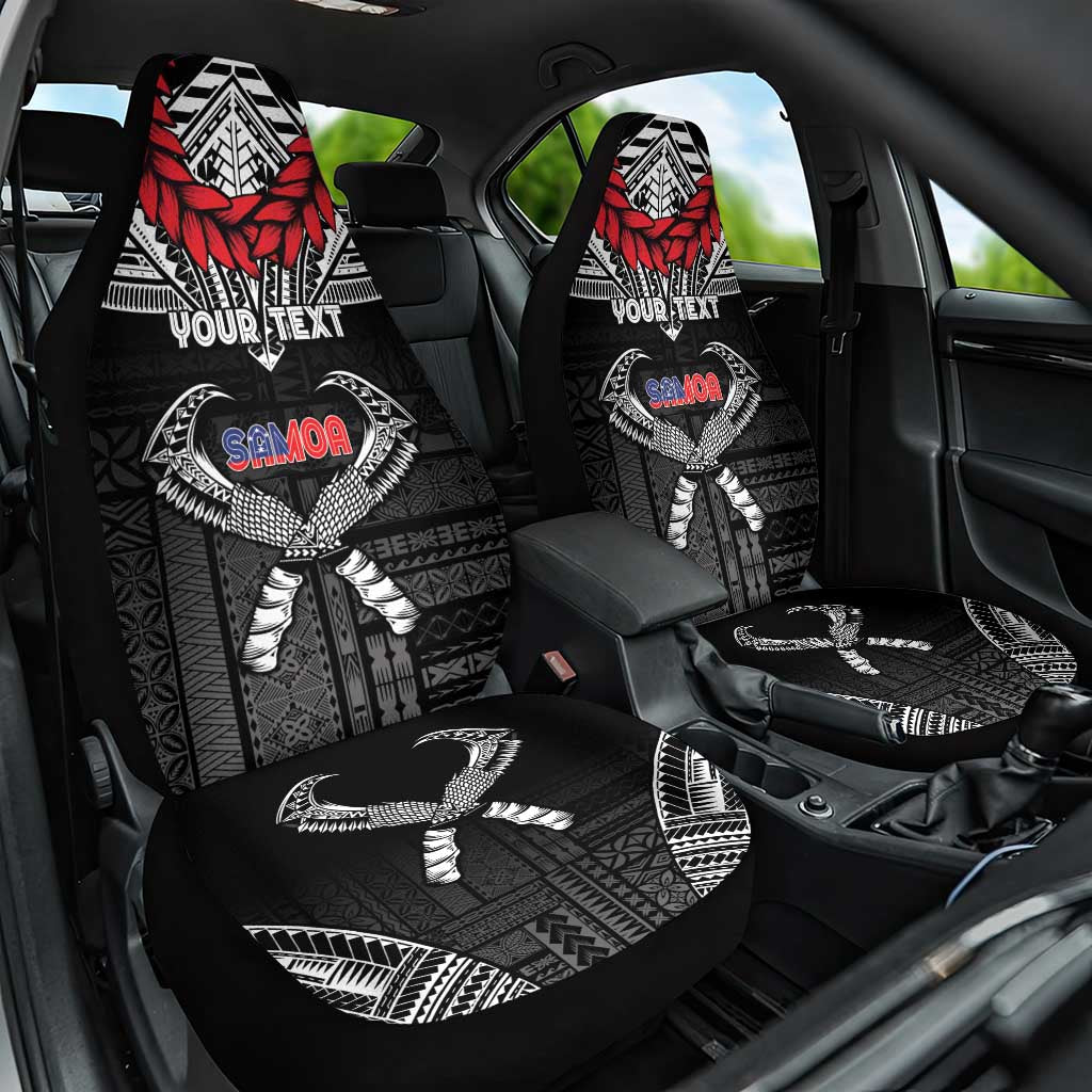 Personalized Talofa Samoa Car Seat Cover Ulafala With Toa Nifo'oti - Black LT7 One Size Black - Polynesian Pride