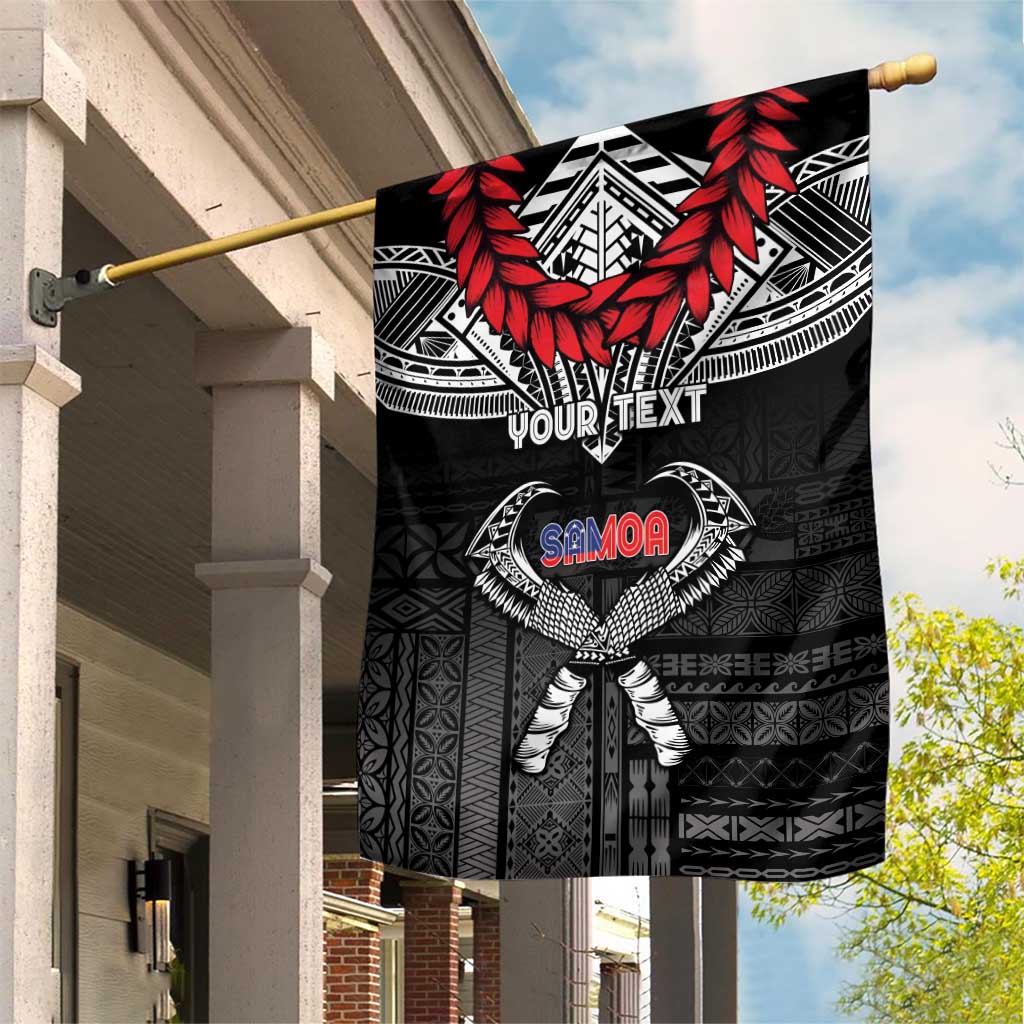 Personalized Talofa Samoa Garden Flag Ulafala With Toa Nifo'oti - Black LT7 House Flag Black - Polynesian Pride