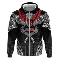 Personalized Talofa Samoa Hoodie Ulafala With Toa Nifo'oti - Black LT7 Zip Hoodie Black - Polynesian Pride