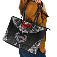 Personalized Talofa Samoa Leather Tote Bag Ulafala With Toa Nifo'oti - Black LT7 - Polynesian Pride