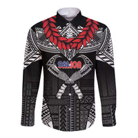 Personalized Talofa Samoa Long Sleeve Button Shirt Ulafala With Toa Nifo'oti - Black LT7 Unisex Black - Polynesian Pride