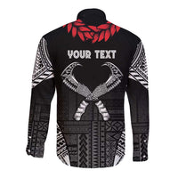 Personalized Talofa Samoa Long Sleeve Button Shirt Ulafala With Toa Nifo'oti - Black LT7 - Polynesian Pride