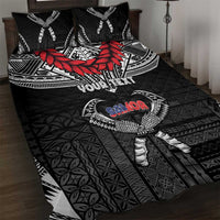 Personalized Talofa Samoa Quilt Bed Set Ulafala With Toa Nifo'oti - Black LT7 Black - Polynesian Pride