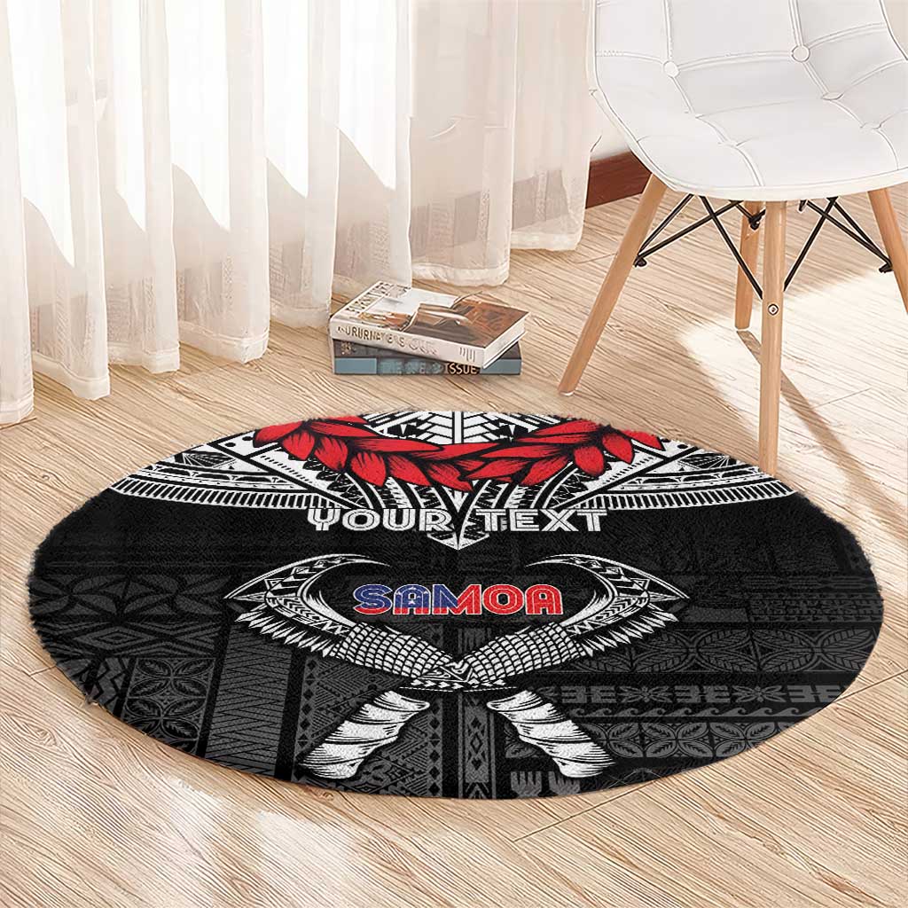 Personalized Talofa Samoa Round Carpet Ulafala With Toa Nifo'oti - Black LT7 - Polynesian Pride