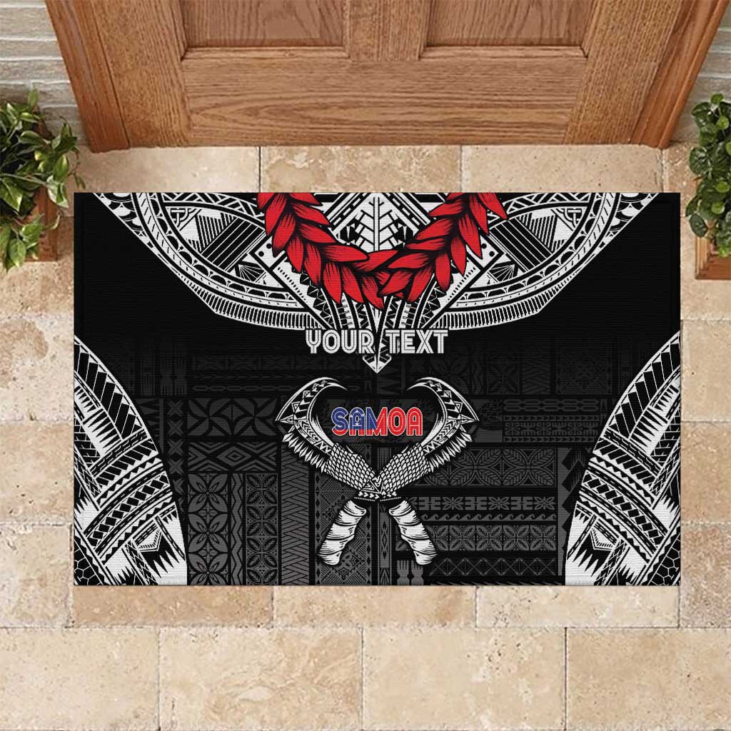Personalized Talofa Samoa Rubber Doormat Ulafala With Toa Nifo'oti - Black LT7 Black - Polynesian Pride