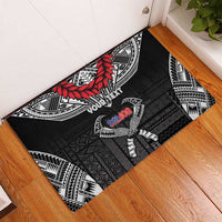 Personalized Talofa Samoa Rubber Doormat Ulafala With Toa Nifo'oti - Black LT7 - Polynesian Pride