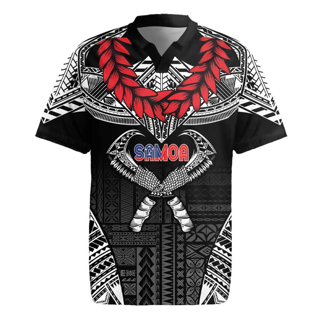Personalized Talofa Samoa Rugby Jersey Ulafala With Toa Nifo'oti - Black LT7 Black - Polynesian Pride