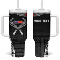 Personalized Talofa Samoa Tumbler With Handle Ulafala With Toa Nifo'oti - Black LT7 One Size: 40 oz Black - Polynesian Pride