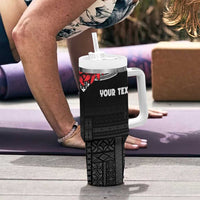 Personalized Talofa Samoa Tumbler With Handle Ulafala With Toa Nifo'oti - Black LT7 - Polynesian Pride