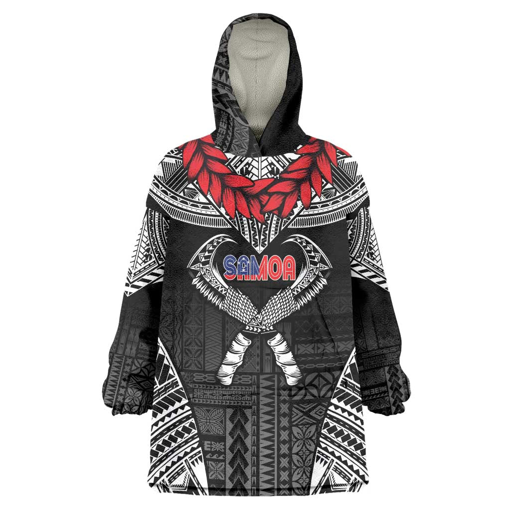 Personalized Talofa Samoa Wearable Blanket Hoodie Ulafala With Toa Nifo'oti - Black LT7 One Size Black - Polynesian Pride