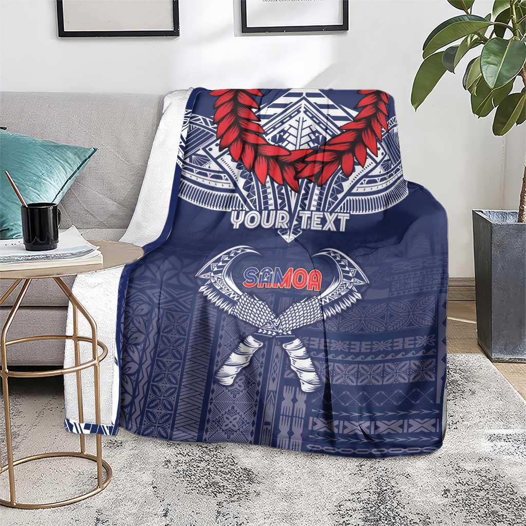 Personalized Talofa Samoa Blanket Ulafala With Toa Nifo'oti - Blue LT7 - Polynesian Pride