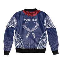 Personalized Talofa Samoa Bomber Jacket Ulafala With Toa Nifo'oti - Blue LT7 - Polynesian Pride