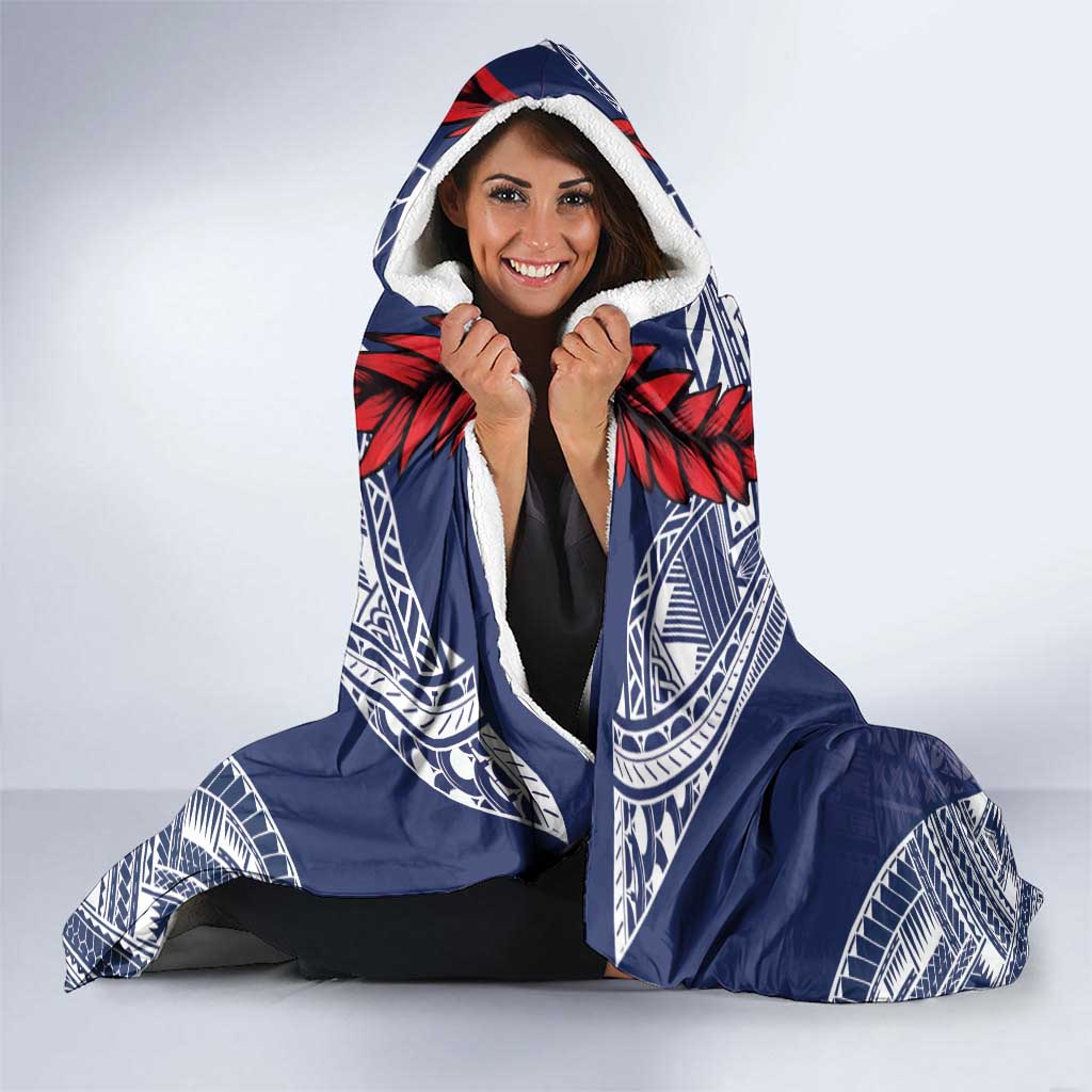 Personalized Talofa Samoa Hooded Blanket Ulafala With Toa Nifo'oti - Blue LT7 - Polynesian Pride