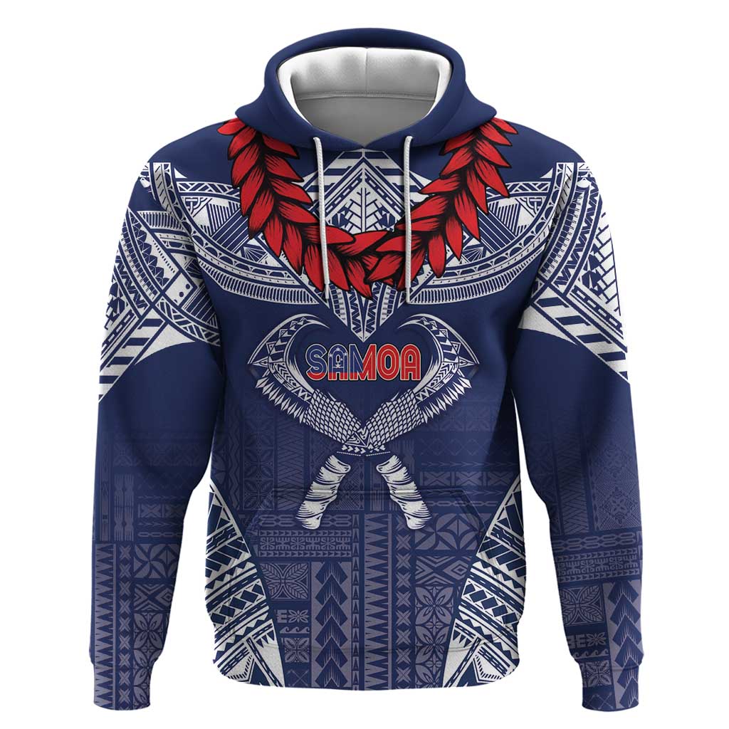 Personalized Talofa Samoa Hoodie Ulafala With Toa Nifo'oti - Blue LT7 Pullover Hoodie Blue - Polynesian Pride