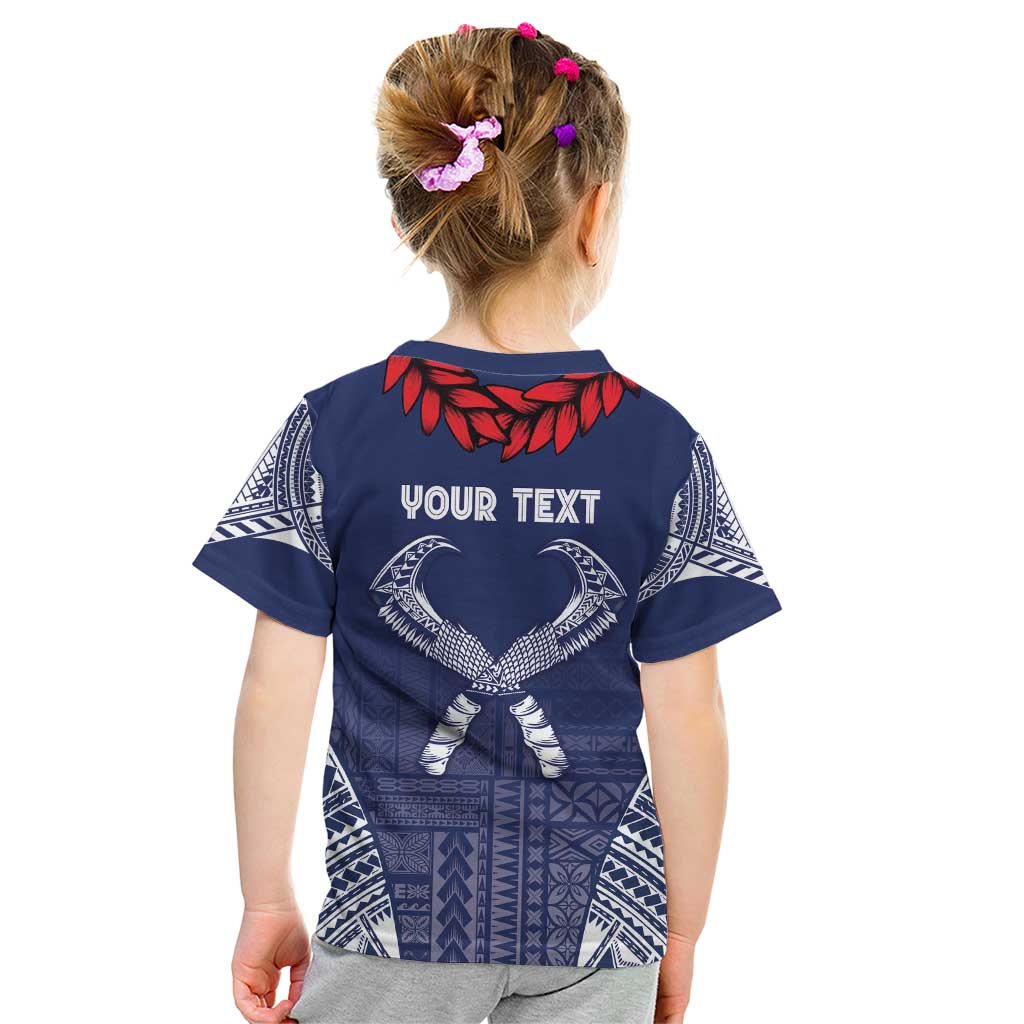 Personalized Talofa Samoa Kid T Shirt Ulafala With Toa Nifo'oti - Blue LT7 - Polynesian Pride