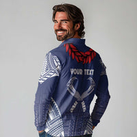 Personalized Talofa Samoa Long Sleeve Polo Shirt Ulafala With Toa Nifo'oti - Blue LT7 - Polynesian Pride
