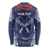 Personalized Talofa Samoa Long Sleeve Shirt Ulafala With Toa Nifo'oti - Blue LT7 - Polynesian Pride