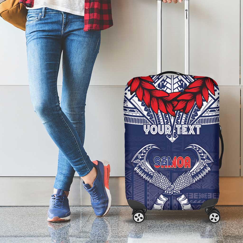 Personalized Talofa Samoa Luggage Cover Ulafala With Toa Nifo'oti - Blue LT7 - Polynesian Pride
