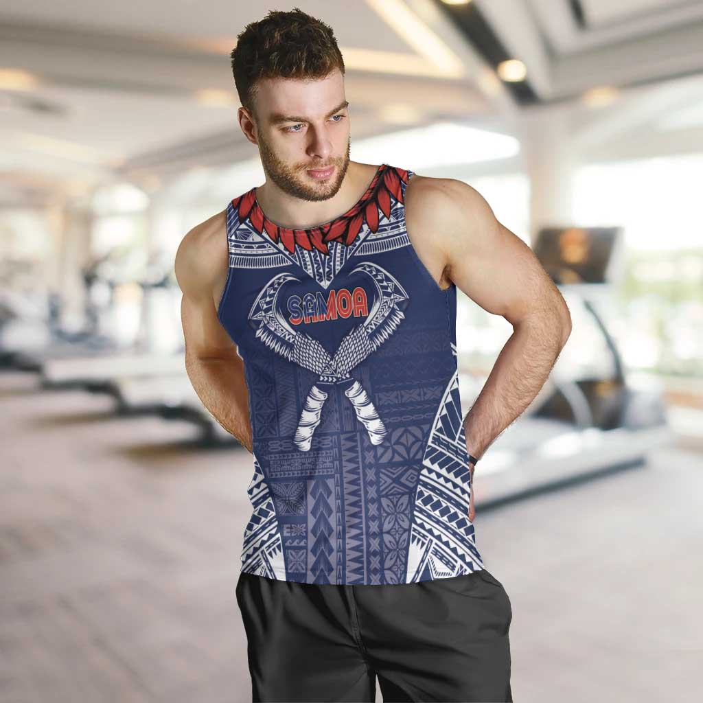 Personalized Talofa Samoa Men Tank Top Ulafala With Toa Nifo'oti - Blue LT7 Blue - Polynesian Pride