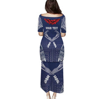 Personalized Talofa Samoa Puletasi Ulafala With Toa Nifo'oti - Blue LT7 - Polynesian Pride