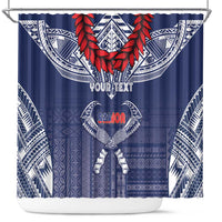 Personalized Talofa Samoa Shower Curtain Ulafala With Toa Nifo'oti - Blue LT7 Blue - Polynesian Pride