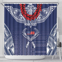 Personalized Talofa Samoa Shower Curtain Ulafala With Toa Nifo'oti - Blue LT7 - Polynesian Pride