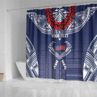 Personalized Talofa Samoa Shower Curtain Ulafala With Toa Nifo'oti - Blue LT7 - Polynesian Pride