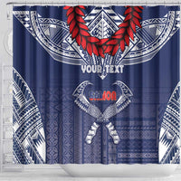 Personalized Talofa Samoa Shower Curtain Ulafala With Toa Nifo'oti - Blue LT7 - Polynesian Pride