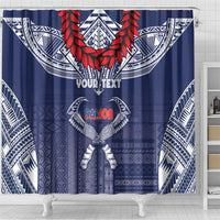 Personalized Talofa Samoa Shower Curtain Ulafala With Toa Nifo'oti - Blue LT7 - Polynesian Pride