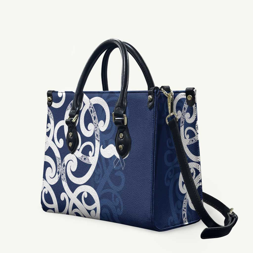 New Zealand Maori Mo Bros Leather Bag Blue Ribbon With Koru Kowhaiwhai LT7 Blue - Polynesian Pride