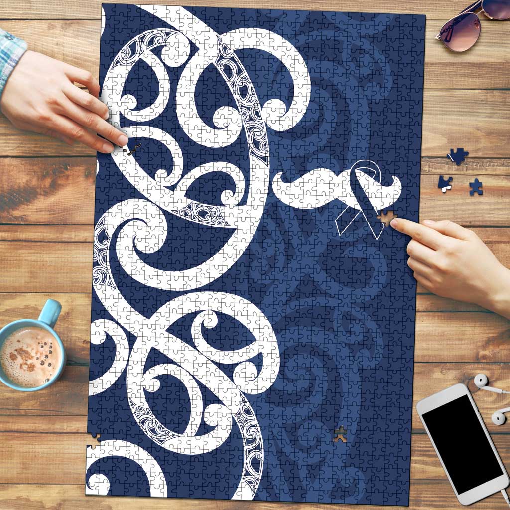 New Zealand Maori Mo Bros Puzzle Blue Ribbon With Koru Kowhaiwhai LT7 Blue - Polynesian Pride