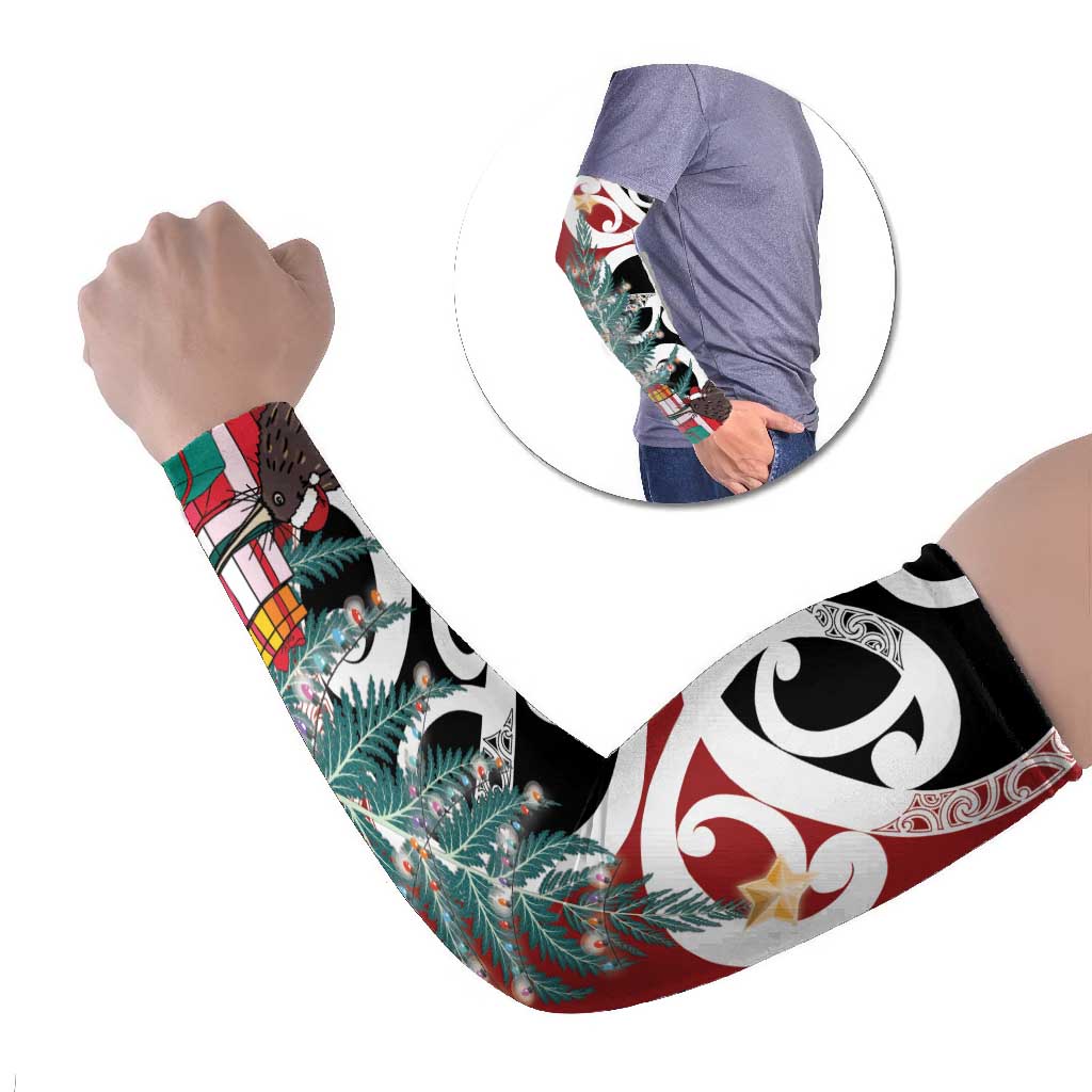 New Zealand Silver Fern Christmas Tree Arm Sleeves Meri Kirihimete LT7 Set of 2 Red - Polynesian Pride