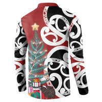 New Zealand Silver Fern Christmas Tree Button Sweatshirt Meri Kirihimete LT7 - Polynesian Pride