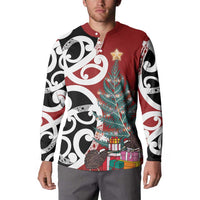 New Zealand Silver Fern Christmas Tree Button Sweatshirt Meri Kirihimete LT7 - Polynesian Pride