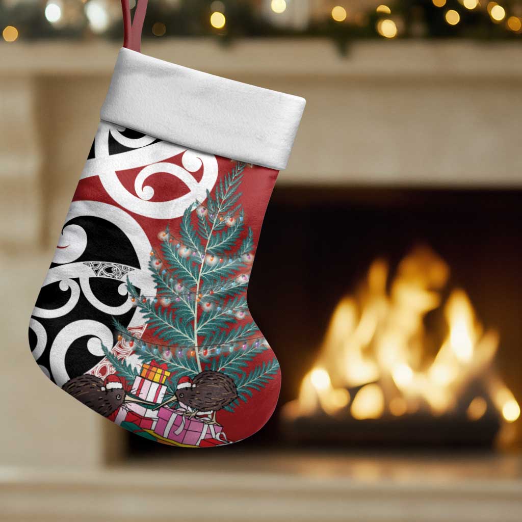 New Zealand Silver Fern Christmas Tree Christmas Stocking Meri Kirihimete LT7 Set of 2 Red - Polynesian Pride