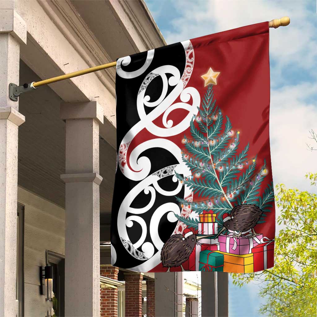 New Zealand Silver Fern Christmas Tree Garden Flag Meri Kirihimete LT7 House Flag Red - Polynesian Pride