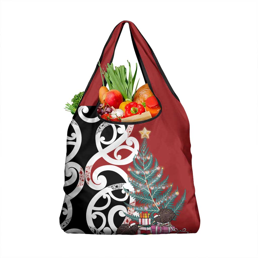 New Zealand Silver Fern Christmas Tree Grocery Bag Meri Kirihimete LT7 1-pack One Size Red - Polynesian Pride